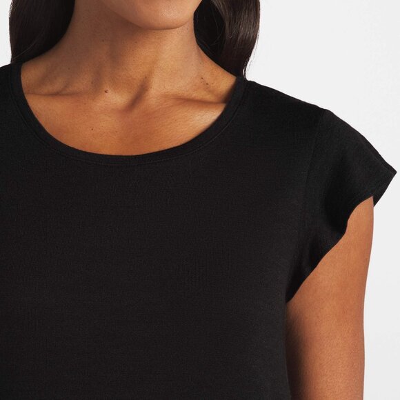 Market & Spruce Black Luisa Flutter Sleeve Knit Tee, Size Large - Picture 5 of 10